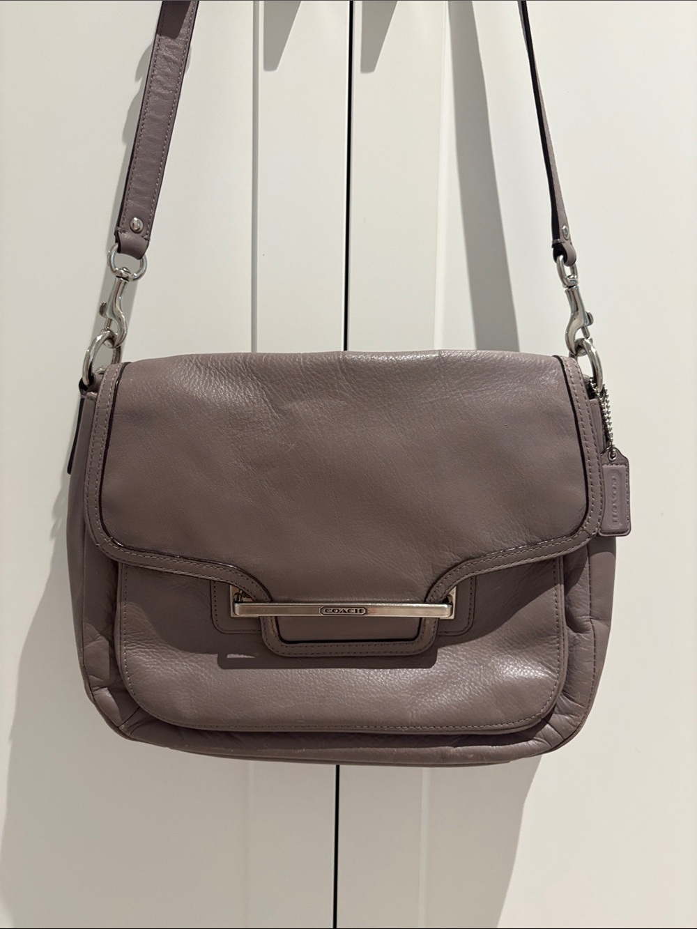 Coach Leather Flap Crossbody in Dusty Mauve